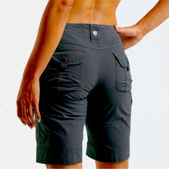 EUC Kuhl Black Free Range Long Shorts 11” inseam UPF 50 Cargo Pockets Size 2 - Picture 2 of 14